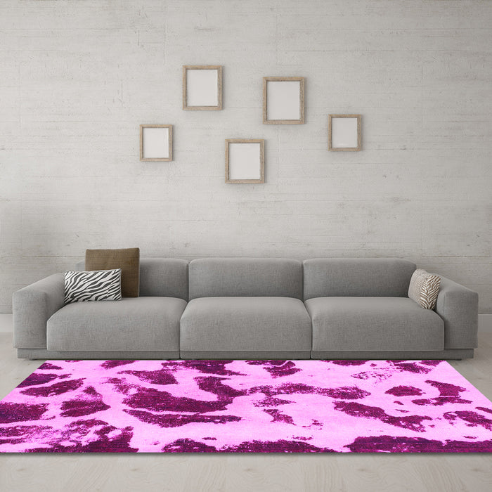 Machine Washable Abstract Pink Modern Rug in a Living Room, wshabs1069pnk