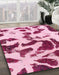 Machine Washable Abstract Pink Violet Pink Rug in a Family Room, wshabs1069