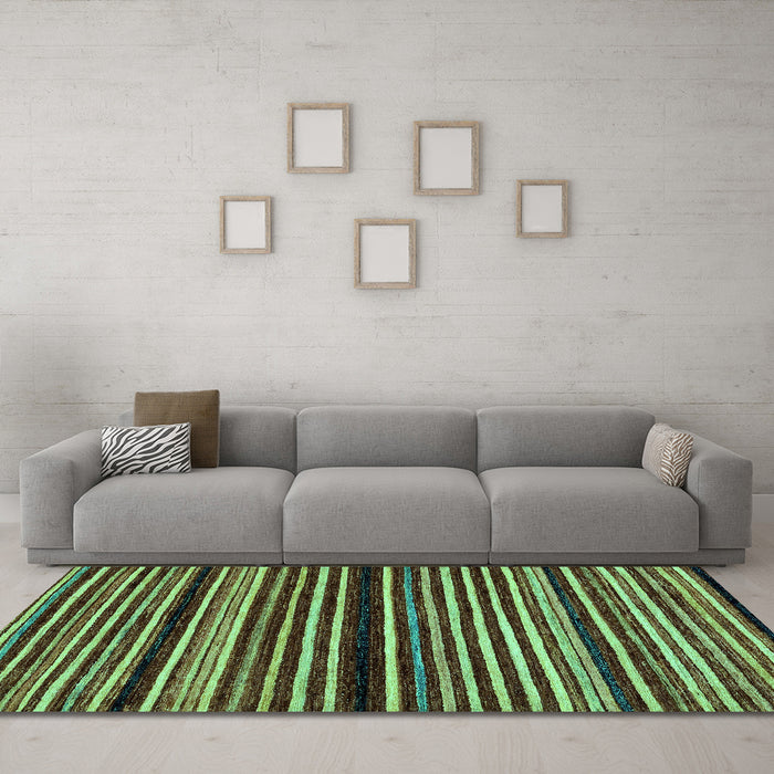 Machine Washable Abstract Turquoise Modern Area Rugs in a Living Room,, wshabs106turq
