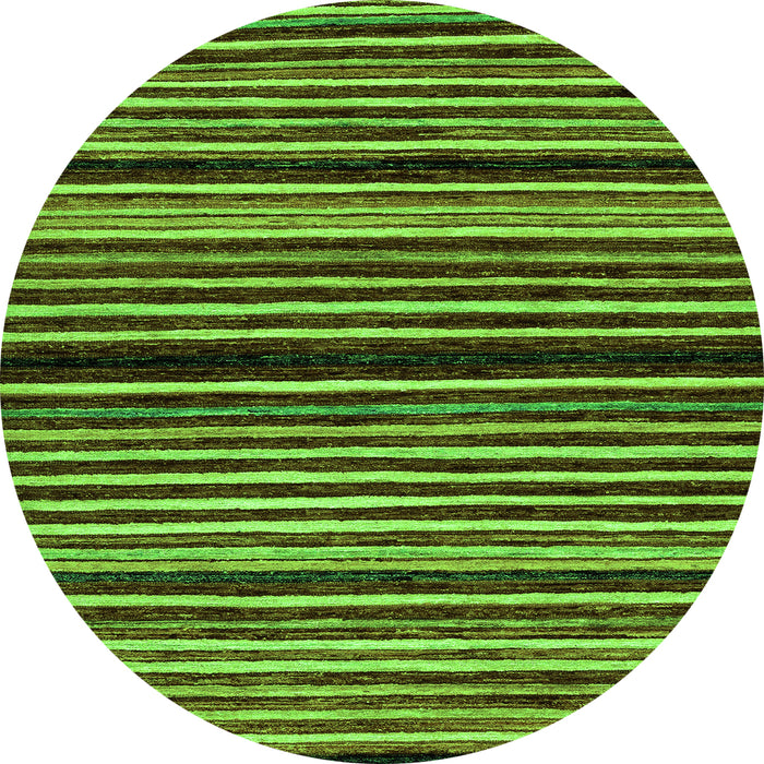 Round Machine Washable Abstract Green Modern Area Rugs, wshabs106grn