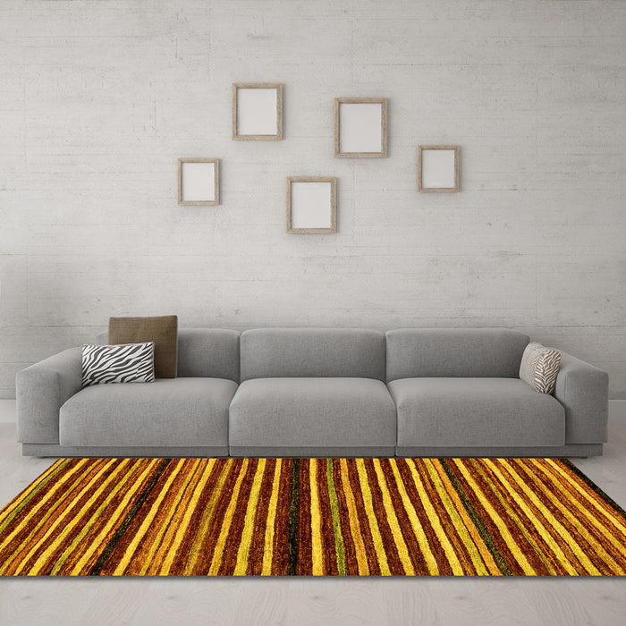 Machine Washable Abstract Yellow Modern Rug in a Living Room, wshabs106yw