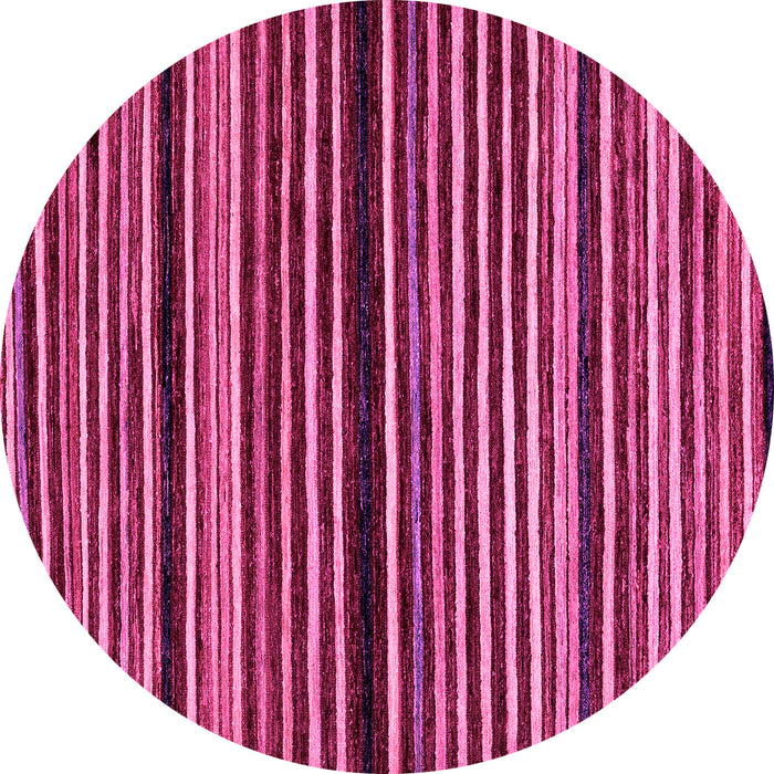 Round Machine Washable Abstract Pink Modern Rug, wshabs106pnk
