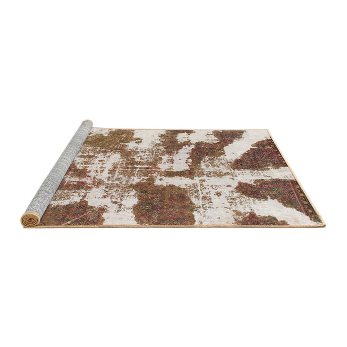 Square Machine Washable Abstract Light Brown Rug, wshabs1070