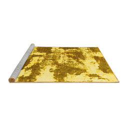 Sideview of Machine Washable Abstract Yellow Modern Rug, wshabs1070yw