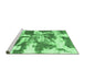 Sideview of Machine Washable Abstract Emerald Green Modern Area Rugs, wshabs1070emgrn