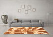 Machine Washable Abstract Orange Modern Area Rugs in a Living Room, wshabs1070org