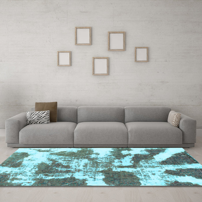 Machine Washable Abstract Light Blue Modern Rug in a Living Room, wshabs1070lblu
