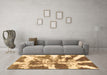 Machine Washable Abstract Brown Modern Rug in a Living Room,, wshabs1070brn