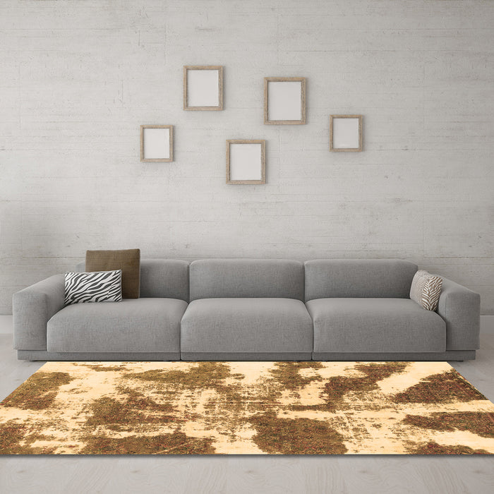 Machine Washable Abstract Brown Modern Rug in a Living Room,, wshabs1070brn