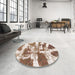 Round Machine Washable Abstract Light Brown Rug in a Office, wshabs1070