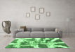 Machine Washable Abstract Emerald Green Modern Area Rugs in a Living Room,, wshabs1070emgrn