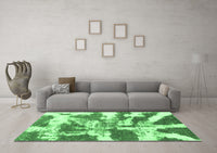 Machine Washable Abstract Emerald Green Modern Rug, wshabs1070emgrn