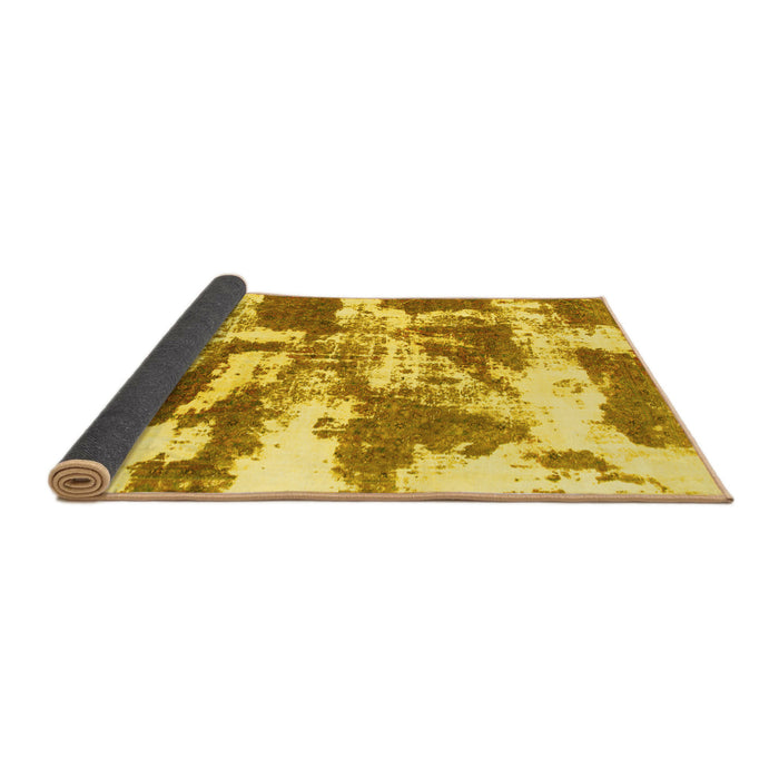 Sideview of Abstract Yellow Modern Rug, abs1070yw