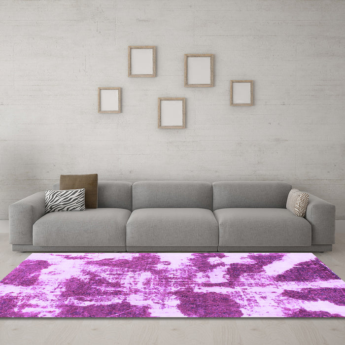 Machine Washable Abstract Purple Modern Area Rugs in a Living Room, wshabs1070pur