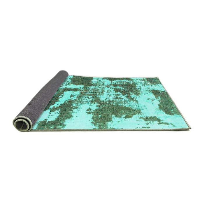 Sideview of Abstract Turquoise Modern Rug, abs1070turq