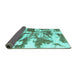 Sideview of Abstract Turquoise Modern Rug, abs1070turq