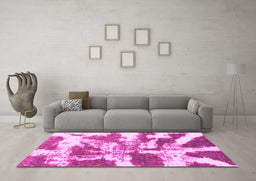 Machine Washable Abstract Pink Modern Rug in a Living Room, wshabs1070pnk