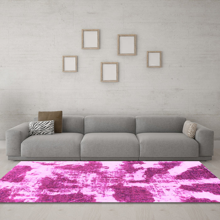 Machine Washable Abstract Pink Modern Rug in a Living Room, wshabs1070pnk