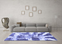 Machine Washable Abstract Blue Modern Rug, wshabs1070blu