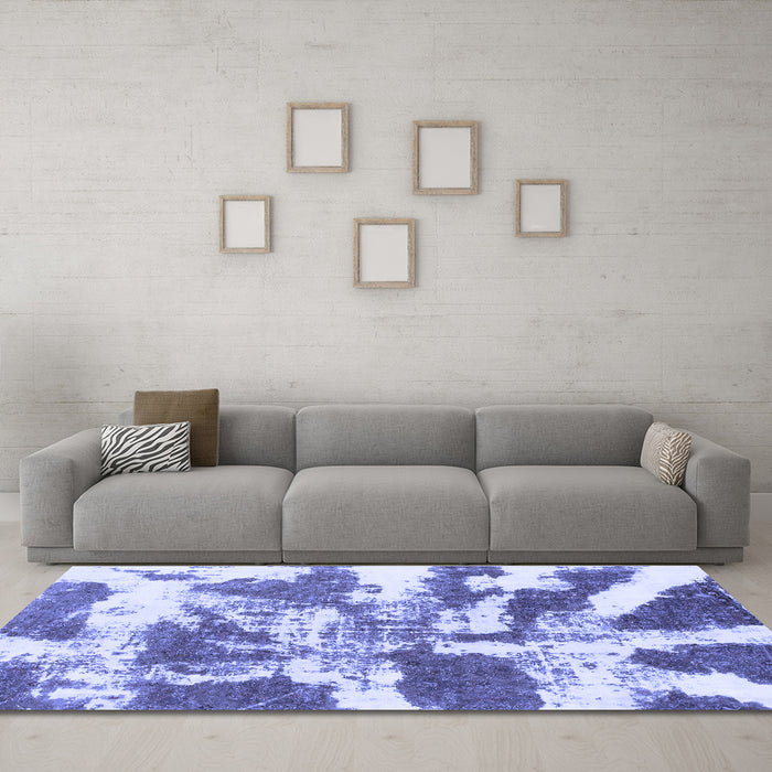 Machine Washable Abstract Blue Modern Rug in a Living Room, wshabs1070blu
