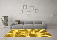 Machine Washable Abstract Yellow Modern Rug, wshabs1070yw