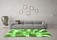 Machine Washable Abstract Green Modern Rug, wshabs1070grn