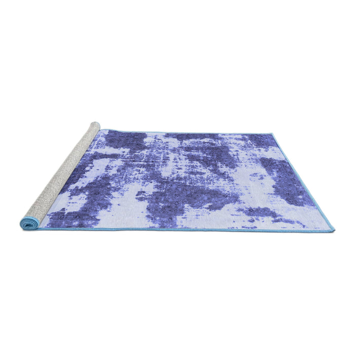 Sideview of Machine Washable Abstract Blue Modern Rug, wshabs1070blu