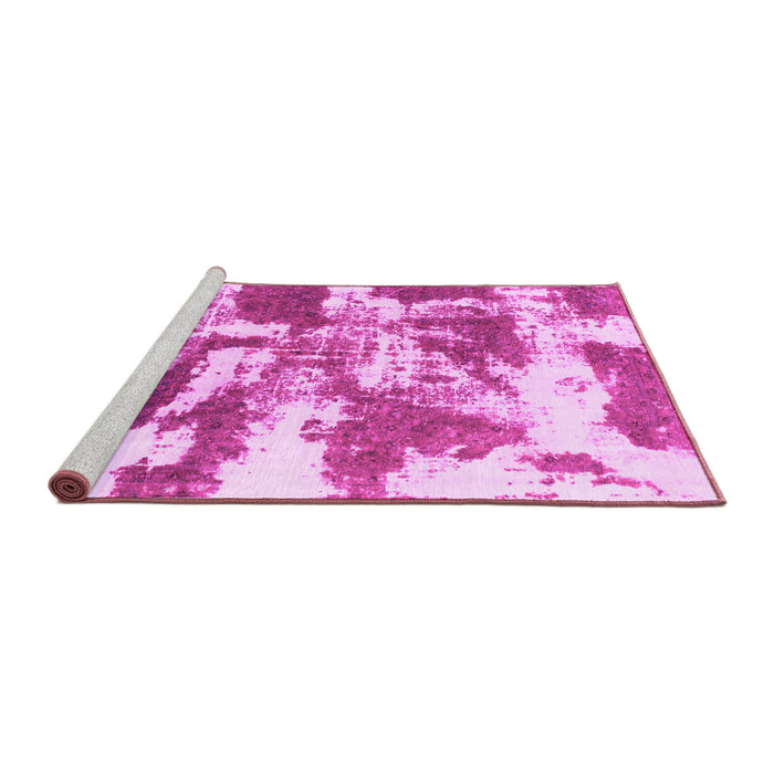 Sideview of Machine Washable Abstract Pink Modern Rug, wshabs1070pnk