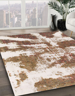 Machine Washable Abstract Light Brown Rug in a Family Room, wshabs1070