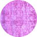 Round Machine Washable Abstract Purple Modern Area Rugs, wshabs1071pur