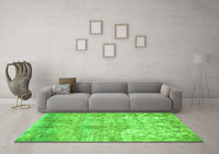 Machine Washable Abstract Green Modern Rug, wshabs1071grn