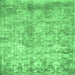 Square Machine Washable Abstract Emerald Green Modern Area Rugs, wshabs1071emgrn