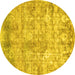 Round Abstract Yellow Modern Rug, abs1071yw