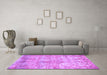 Machine Washable Abstract Purple Modern Area Rugs in a Living Room, wshabs1071pur