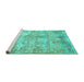 Sideview of Machine Washable Abstract Turquoise Modern Area Rugs, wshabs1071turq