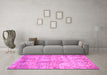 Machine Washable Abstract Pink Modern Rug in a Living Room, wshabs1071pnk