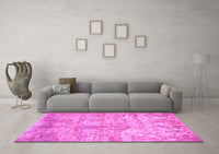 Machine Washable Abstract Pink Modern Rug, wshabs1071pnk