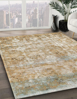Machine Washable Abstract Orange Brown Rug in a Family Room, wshabs1071