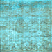 Square Abstract Light Blue Modern Rug, abs1071lblu