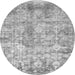 Round Machine Washable Abstract Gray Modern Rug, wshabs1071gry