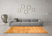 Machine Washable Abstract Orange Modern Area Rugs in a Living Room, wshabs1071org