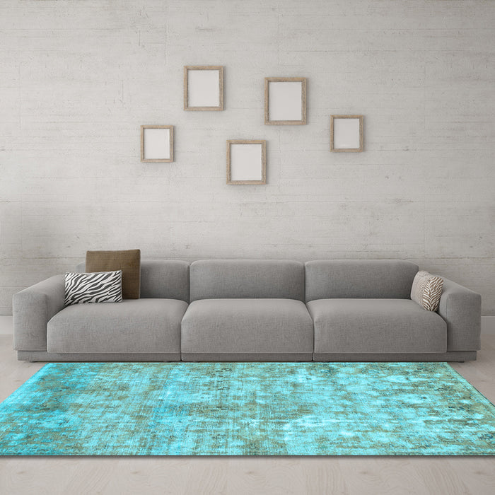 Machine Washable Abstract Light Blue Modern Rug in a Living Room, wshabs1071lblu