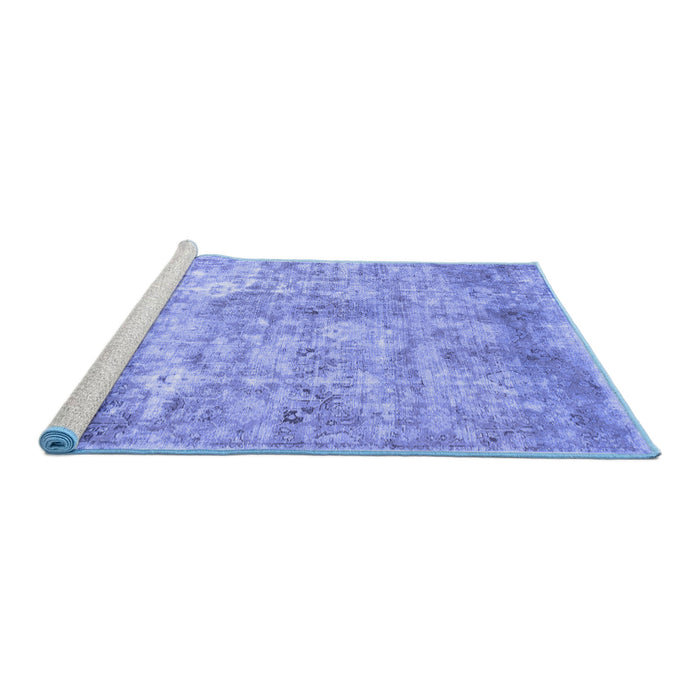 Sideview of Machine Washable Abstract Blue Modern Rug, wshabs1071blu