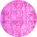 Round Machine Washable Abstract Pink Modern Rug, wshabs1071pnk