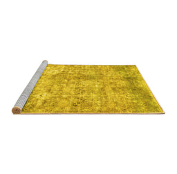 Sideview of Machine Washable Abstract Yellow Modern Rug, wshabs1071yw