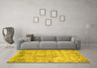 Machine Washable Abstract Yellow Modern Rug in a Living Room, wshabs1071yw