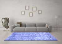 Machine Washable Abstract Blue Modern Rug, wshabs1071blu