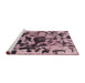 Round Machine Washable Abstract Cadillac Pink Rug, wshabs1072