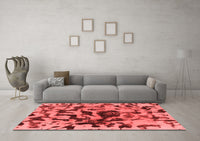 Machine Washable Abstract Red Modern Rug, wshabs1072red