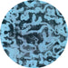 Round Machine Washable Abstract Light Blue Modern Rug, wshabs1072lblu